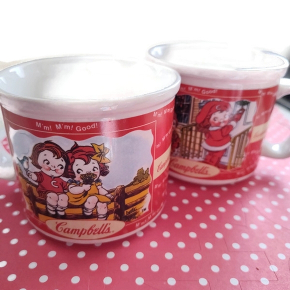 Vintage Adorable Campbell's Soup Mugs Red For Two!! - Picture 2 of 4